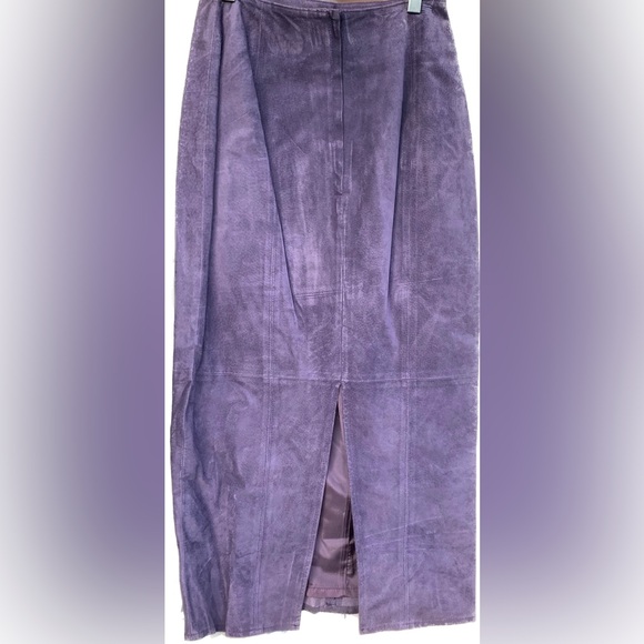 EUC vintage purple leather suede midi skirt - Picture 5 of 8